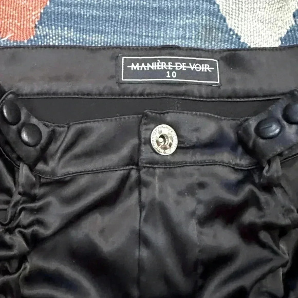 Mainère De Voir Black Ruched Satin Trousers with Ties - Picture 7 of 14